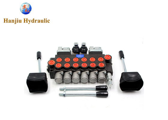 6 Spool Hydraulic Directional Valve 11gpm 40L/min 6p40 Dengan 2 Joystick Monoblock Valve